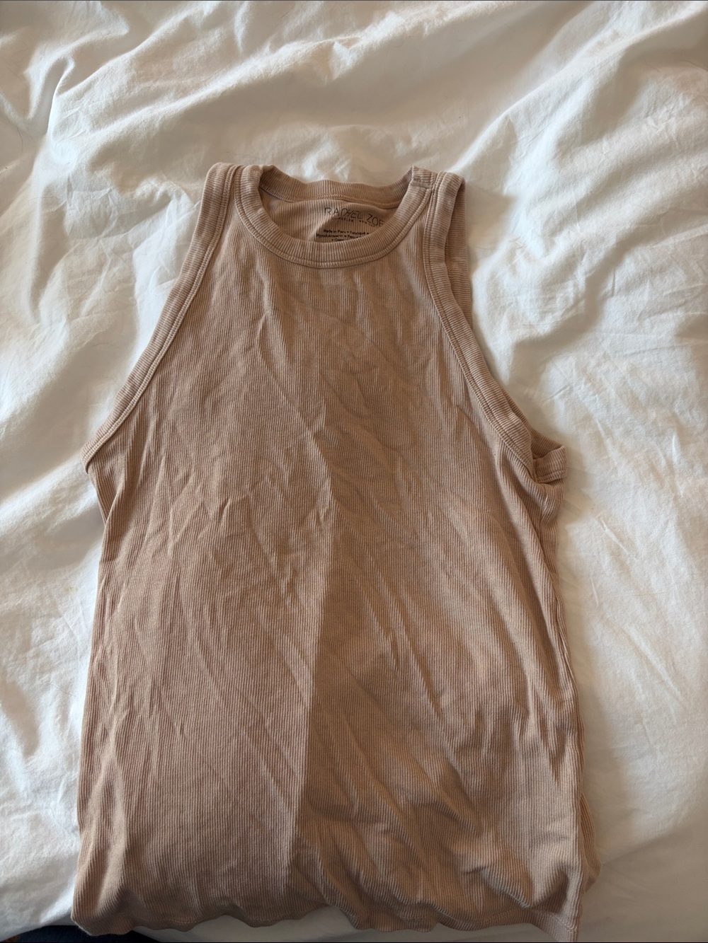 Rachel Zoe Beige Ribbed Tank Top
